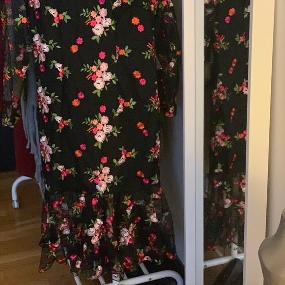 Black dress with floral overlay. NWOT! - Picture 2 of 2